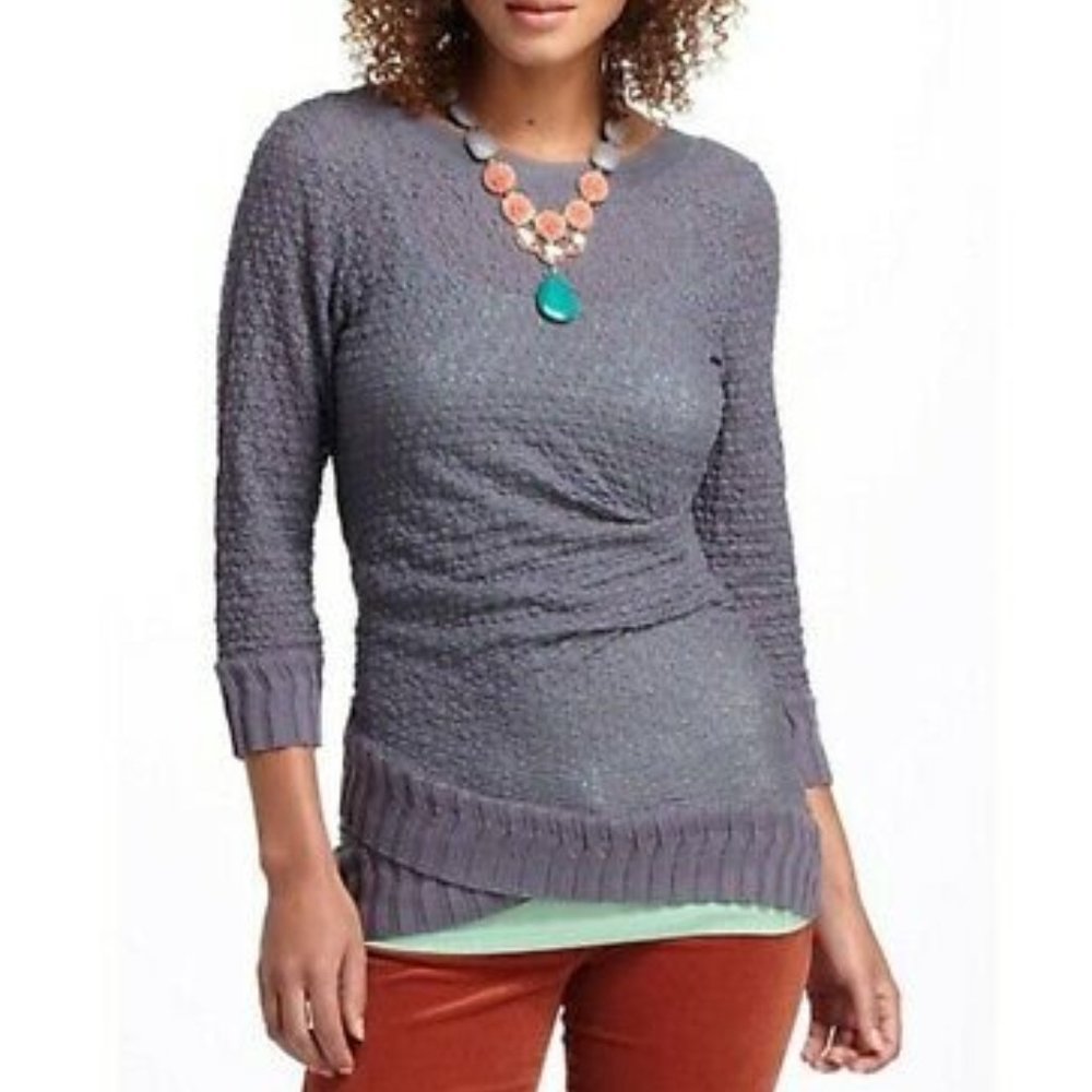 Deletta Long-sleeve Grey Lace Fringe Top M